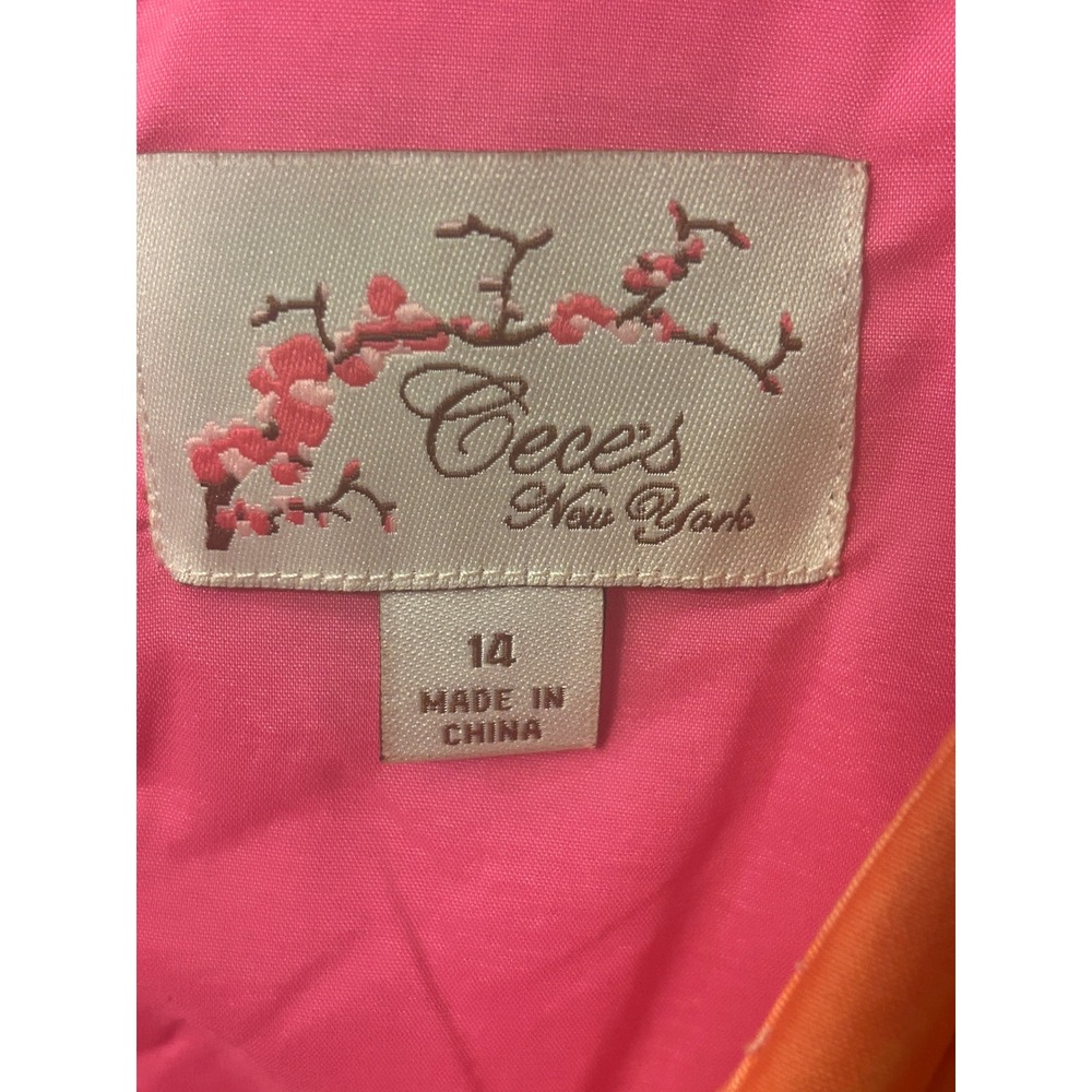 Cece's New York Orange Pink Sleeveless Dress V-Neck Career Party Cocktail 14 - Picture 2 of 6